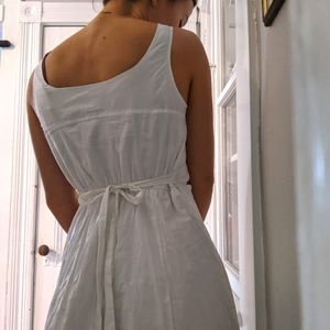 Tie-Waist Linen Midi Dress
